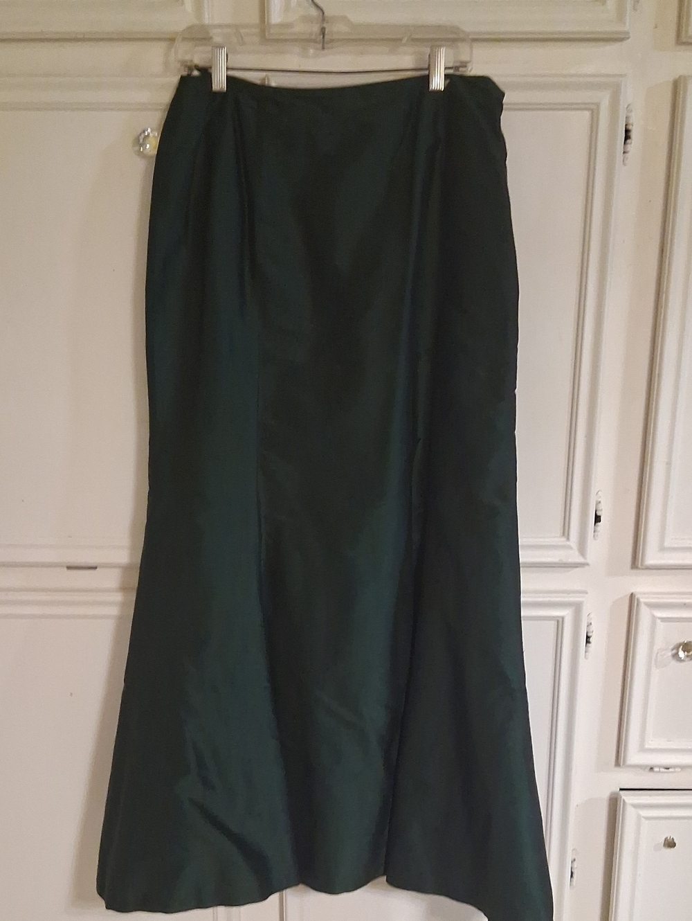 SHAN Dark Green Satin Maxi Skirt 100% Silk